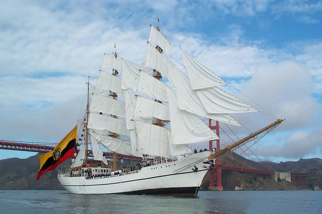  of the Ecuadoran Navy entering San Francisco Bay on a training cruise