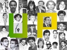 Poster with the faces of some of the victims of the UP political genocide.