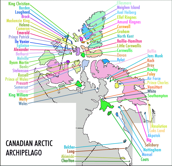 Mapa de referència de l'arxipèlag àrtic canadenc