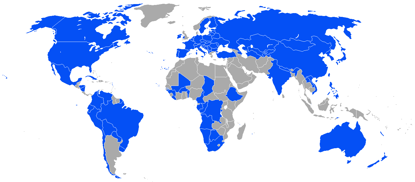 En azul los Estados laicos en el mundo, 2011 (wikimedia.org)