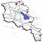 Karte von Armenien, Position von Alawerdi hervorgehoben