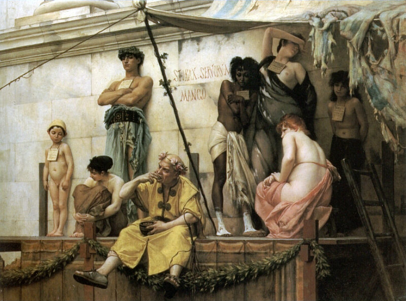 Painting entitled "Le marché aux esclaves...