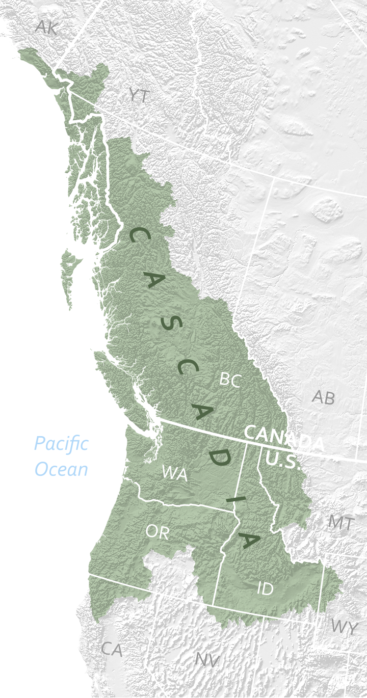 Map of the Bioregion of Cascadia