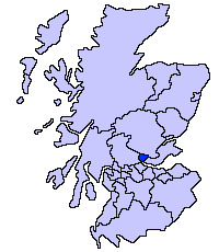 Kort med Clackmannanshire i Skottland