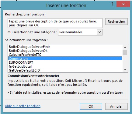 Méthode d'Insertion une fonction personnalisée sous Excel