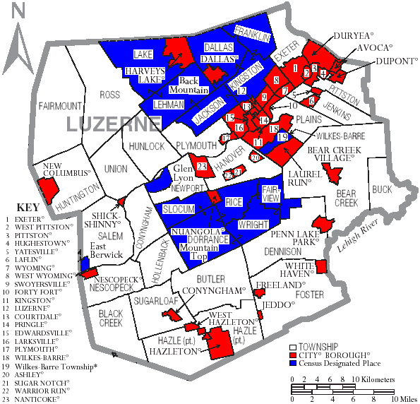 File:Map of Luzerne County Pennsylvania With Municipal and Township Labels. 