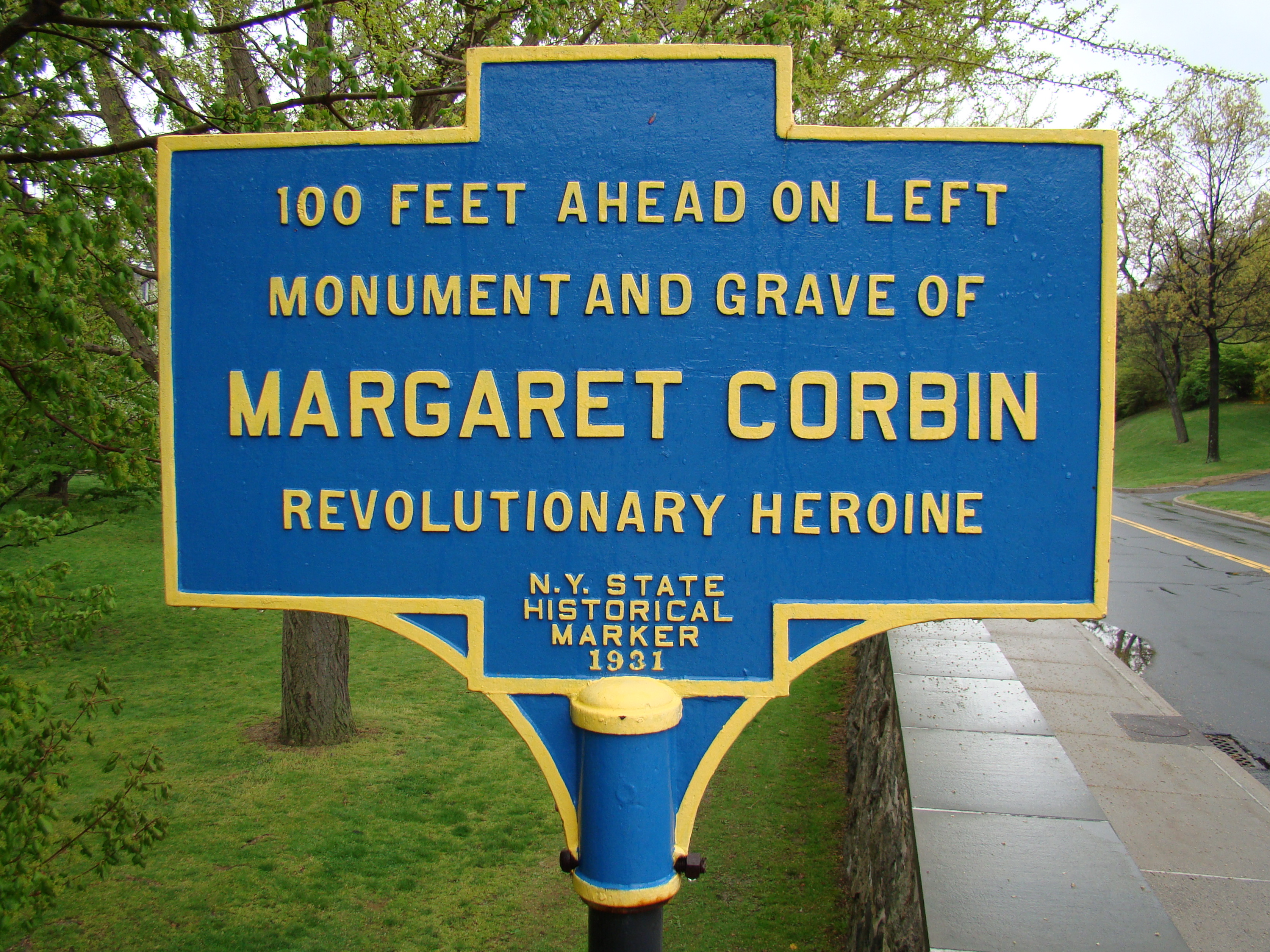 Margaret "Molly" Corbin's gravesite historical marker, U. S. Military Academy Cemetery.