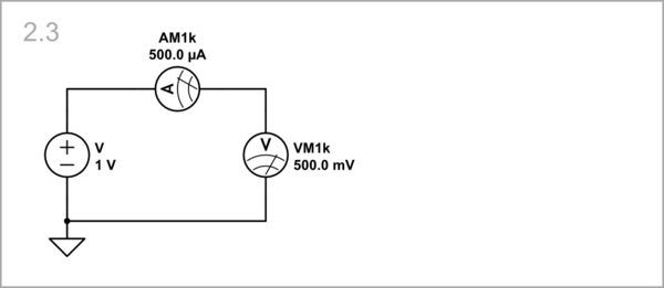 The schematic represents an imperfect voltmeter connected to an imperfect voltage source