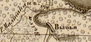 Деревня Выбье на карте 1863 года