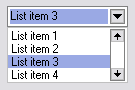 A drop-down list or drop-down menu or drop menu, with generic entries Drop-down list example.PNG