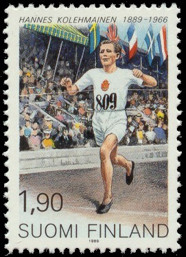 Postage stamp depicting a famous Finnish long-...