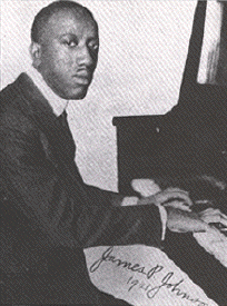 Photo of James P. Johnson at the piano
