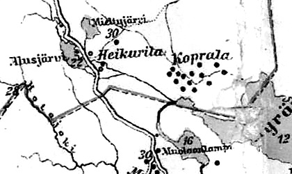Деревня Копрала на финской карте 1923 года