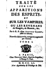 Title page to Don Calmet's Treatise.png