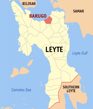 Mapa sa Leyte nga nagpakita kon asa nahimutang ang Barugo