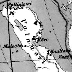 Деревни Ватнуори и Каалиала на финской карте 1923 года