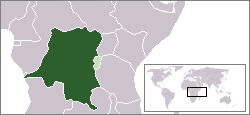 Белгийското Конго (тъмно зелено), показано заедно с Руанда-Урунди (светло зелено), 1935 г.
