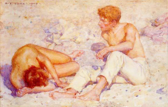 Tuke2C Henry Scott 281858E28093192929   1909   Two boys on a beach 28A study in bright sunlight29