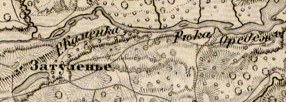 Земли современной деревни Каменка на карте 1863 года