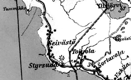 Деревня Таммикко на финской карте 1923 года