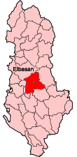 Map showing Elbasan within Albania