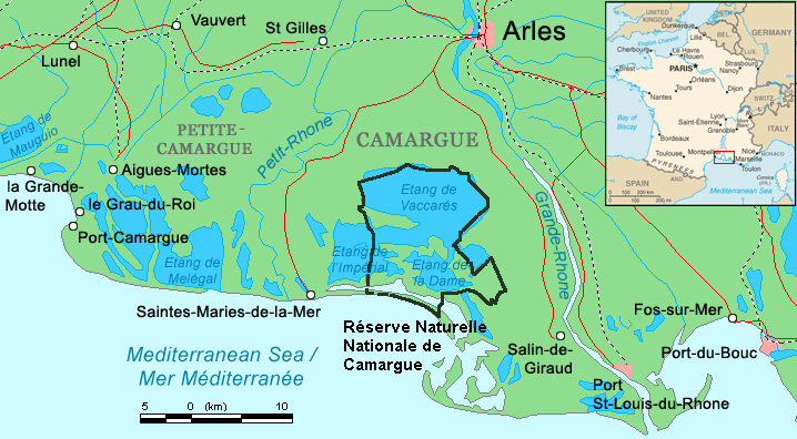Mapa da região Camargue