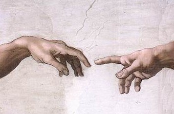 The iconic image of the Hand of God giving lif...
