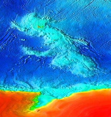 ocean floor topography. the sea floor at depths of