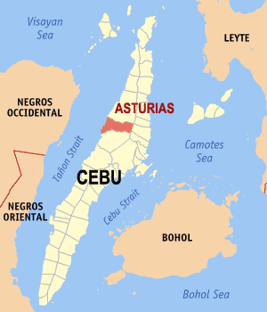 Mapa han Sugbo nga nagpapakita han kahamumutangan han Asturias.