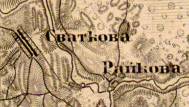 Деревня Райково на карте 1863 года