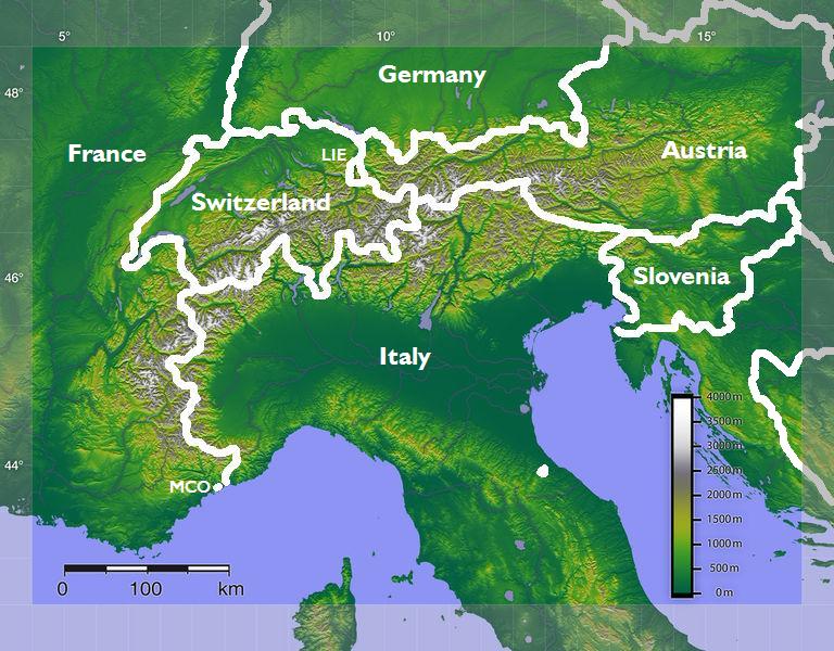 Alps with borders