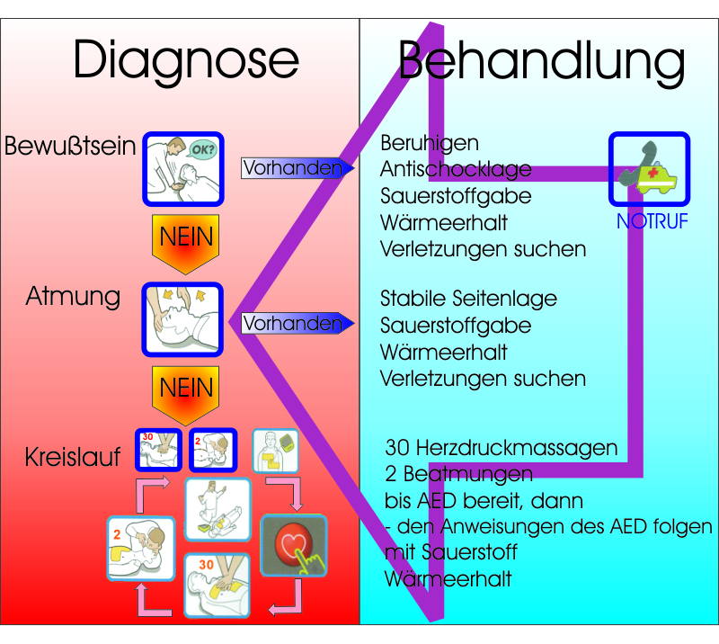 Ergänzung der Standard-Basismaßnahmen durch den Einsatz eines AED