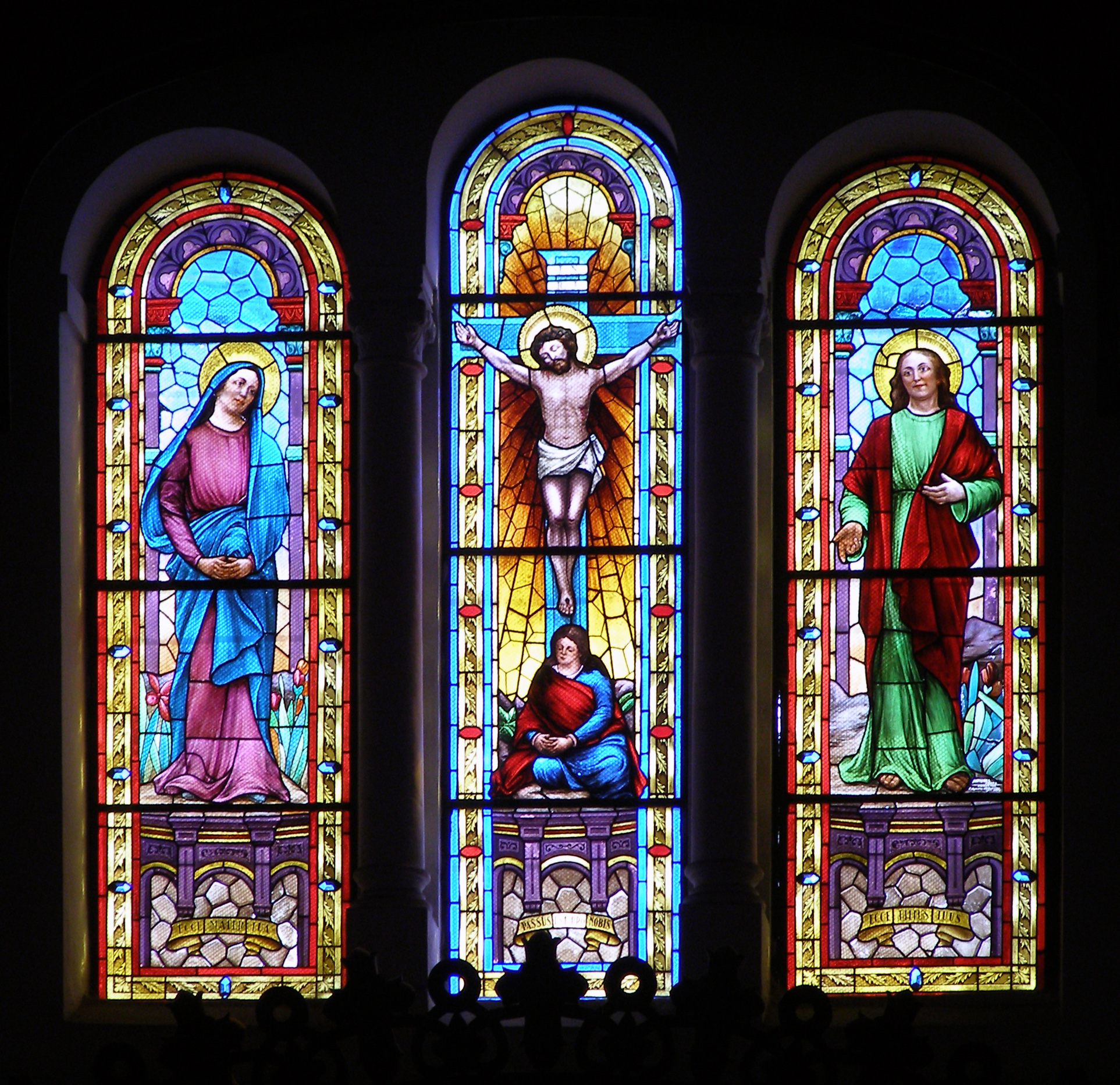 Stained glass at the Roman Catholic church of ...