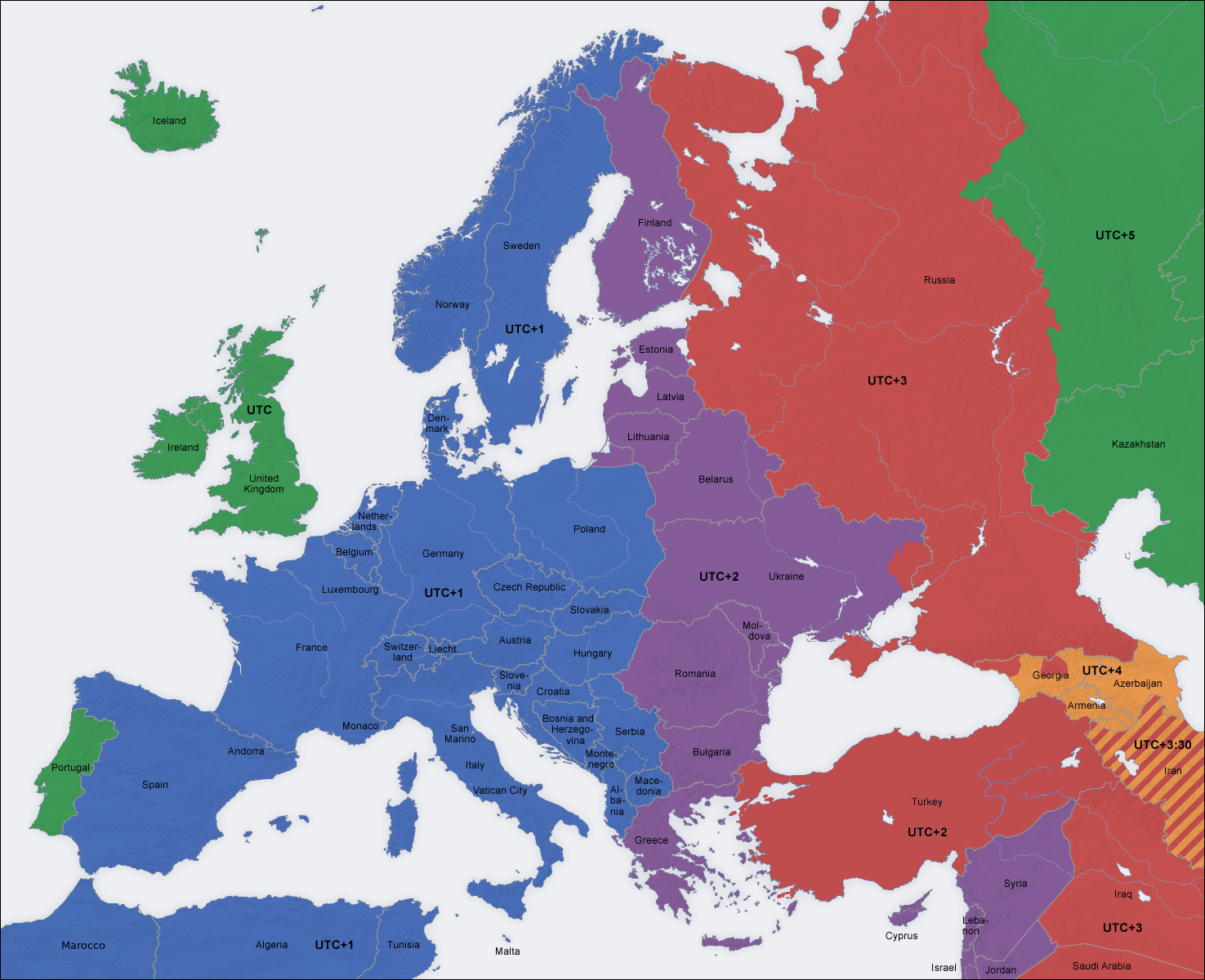 Map Of Europe Time Zones