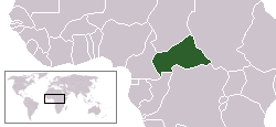 Lage des Kaiserreiches in Afrika von 1976 bis 1979