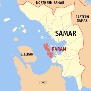 Mapa sa Lalawigan sa Samar nga nagpakita kon asa nahimutang ang Daram