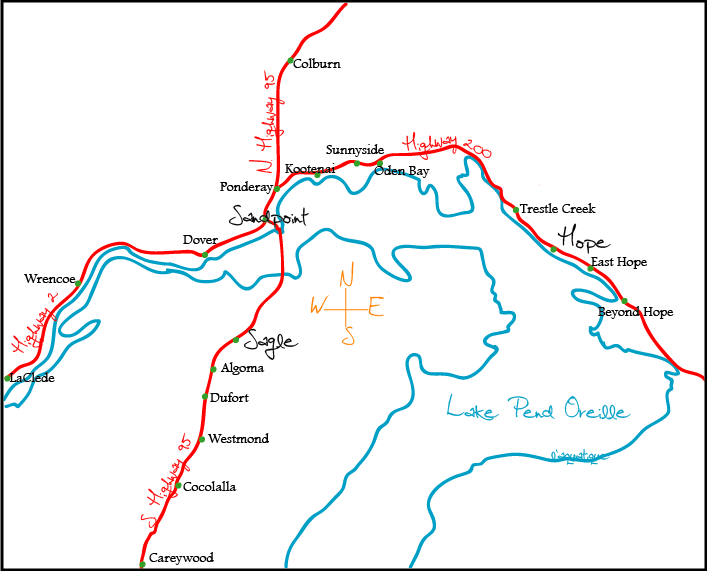 Rough sketch of the region showing the different communities.