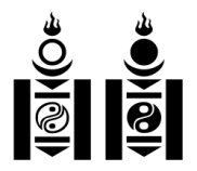 Las dos variantes del símbolo soyombo.