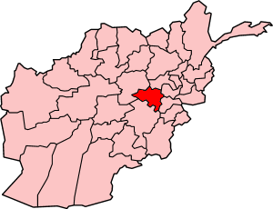 Map of Afghanistan with Maidan Wardak highlighted