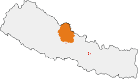 Map showing the location of Annapurna Conservation Area