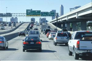 Traffic congestion, such as this on I-45 in Ho...