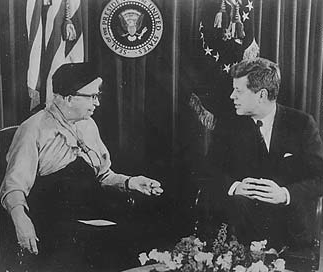 Eleanor Roosevelt and John F. Kennedy discuss the Peace Corps in 1961