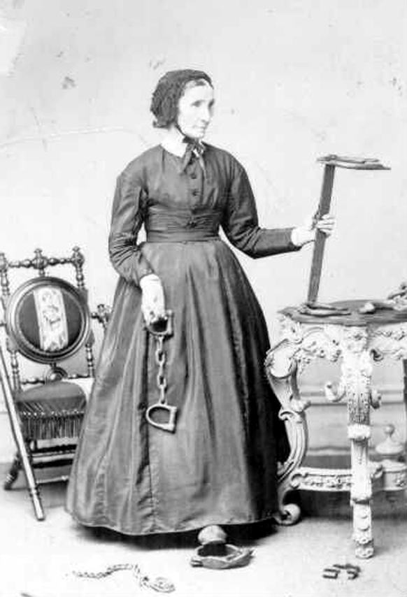 FileLaura Haviland holding slave irons ca 1864jpg