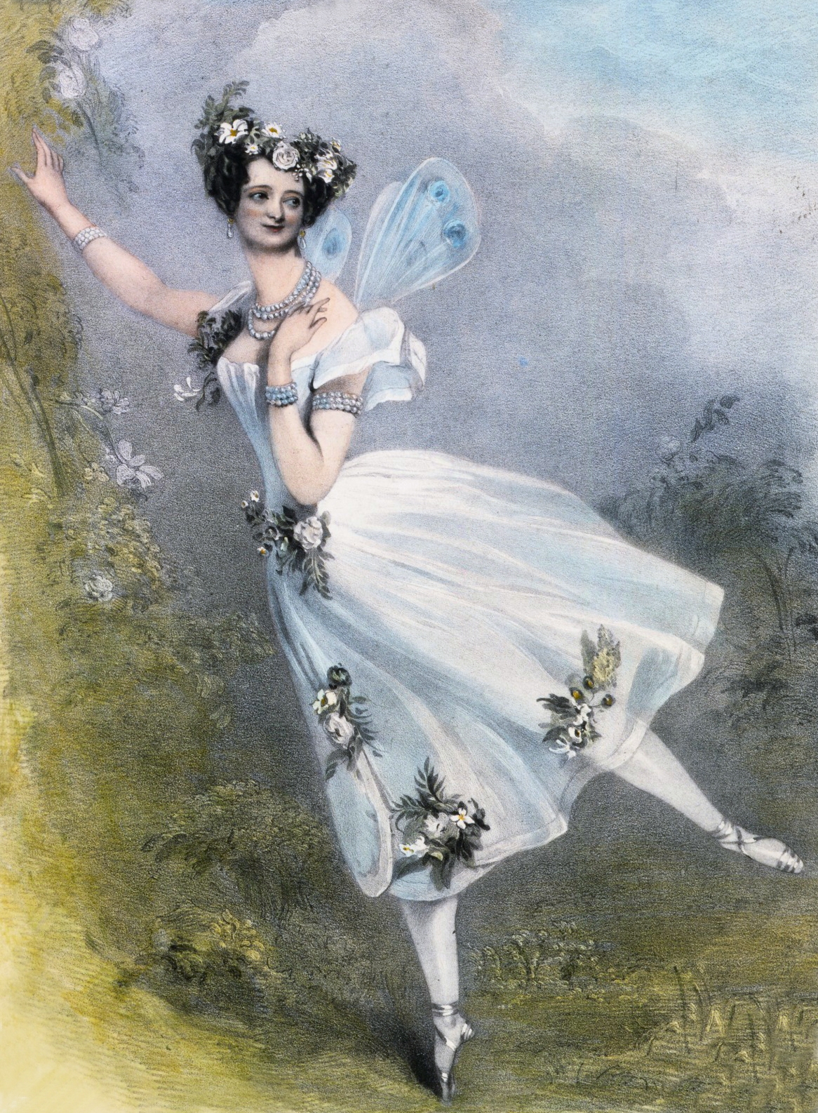 Marie Taglioni. Coloured Lithograph, circa 1831. From the V&A Theatre Museum Â© Source: Wikipedia 