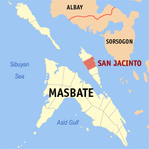 Mapa san Masbate nga nagpapakita kon hain nahamutang an San Jacinto