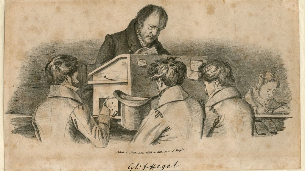 Friedrich Hegel (1770-1831) mit Studenten. Lithographie.