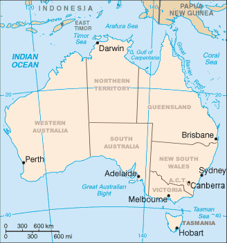 A clickable map of Australia's states and mainland territories
