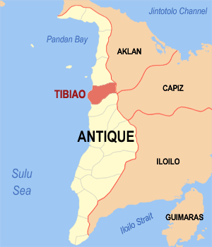 Bản đồ của Antique với vị trí của Tibiao