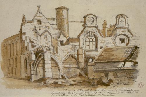 L’hôpital en démolition en 1823 dessin de Jules Chauvet