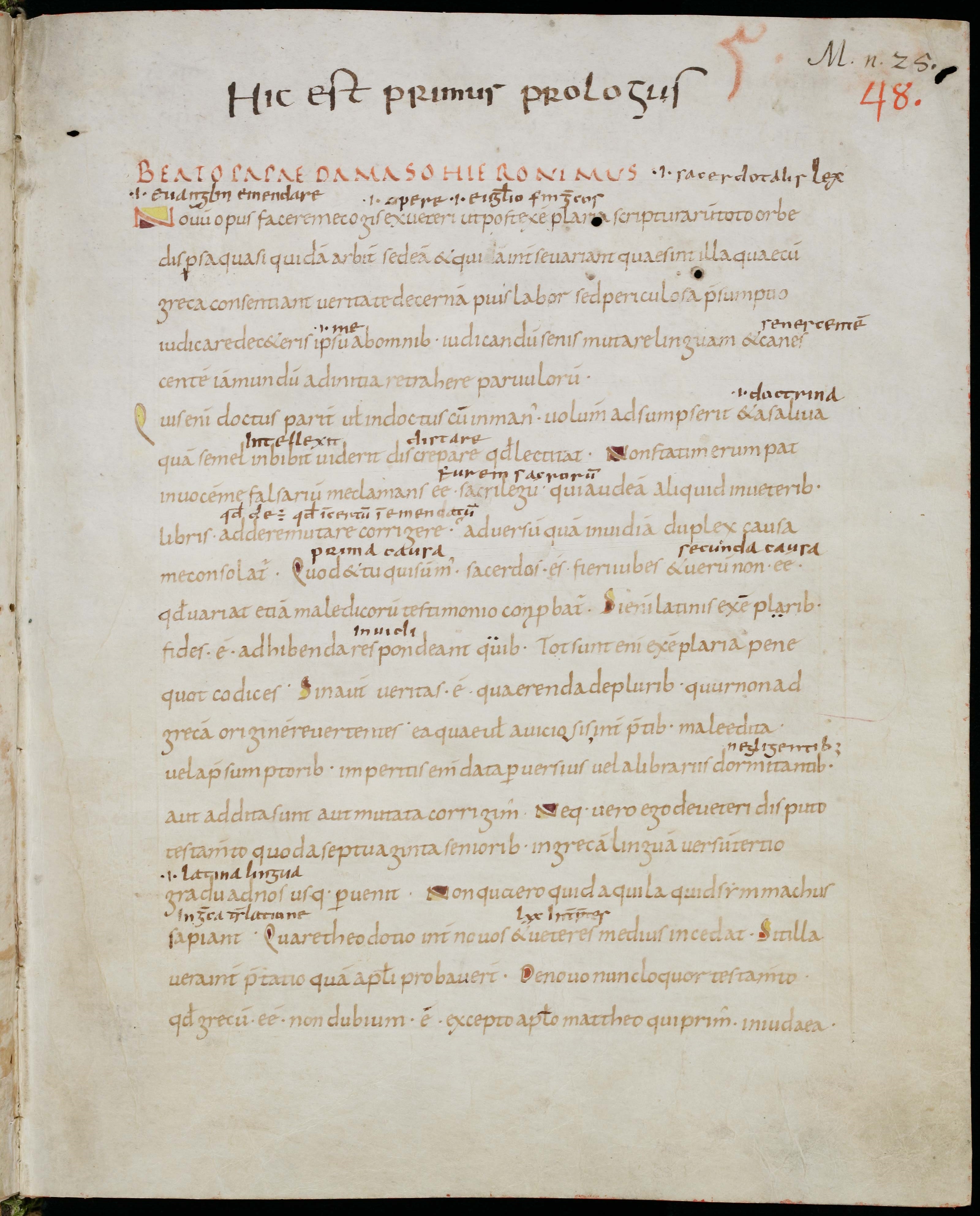 Letter from Jerome to Pope Damasus IV on the correction of the Bible, in Codex Sangallensis 48